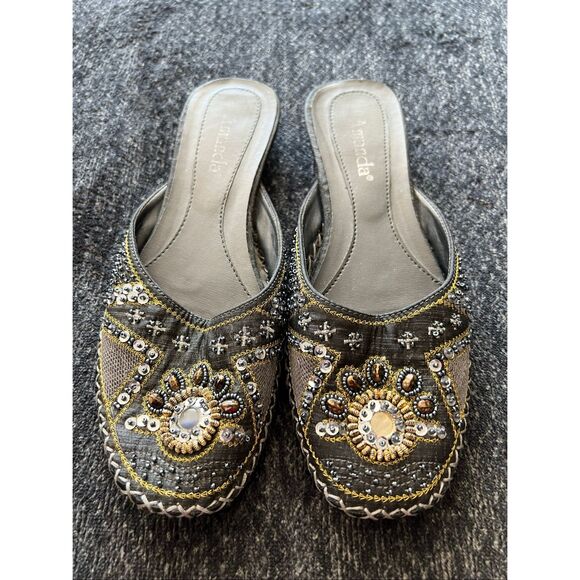 Amanda Embellished Beaded Slip-On Katmandu Slippers size 9 - Picture 2 of 6
